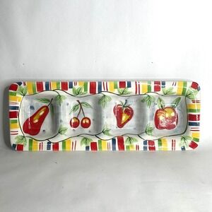Style Eyes By Baum Bros Fruit Stripe Collection Divided Ceramic Serving Dish